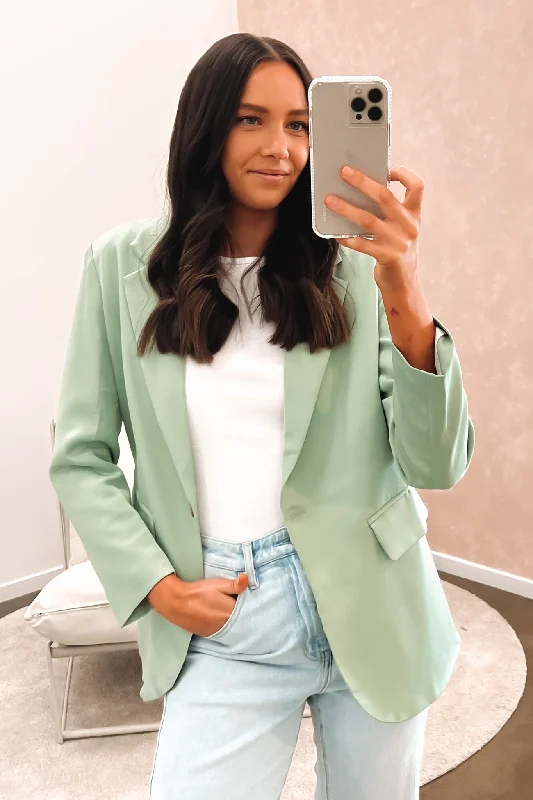 Farrah Blazer Sage Hoodie Zip-Up Jacket Button-Up Jacket