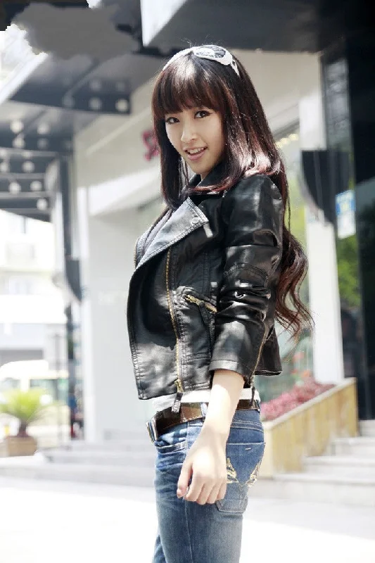 Faux leather jacket for women Military-Inspired Jacket