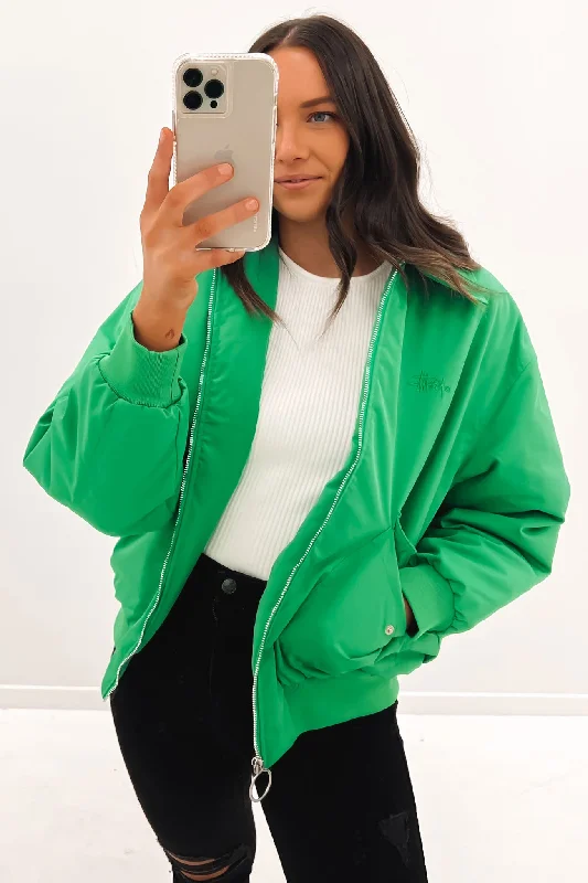 Flight Bomber Jacket Kelly Green Notch Collar Jacket Peter Pan Collar Jacket Cowl Neck Jacket