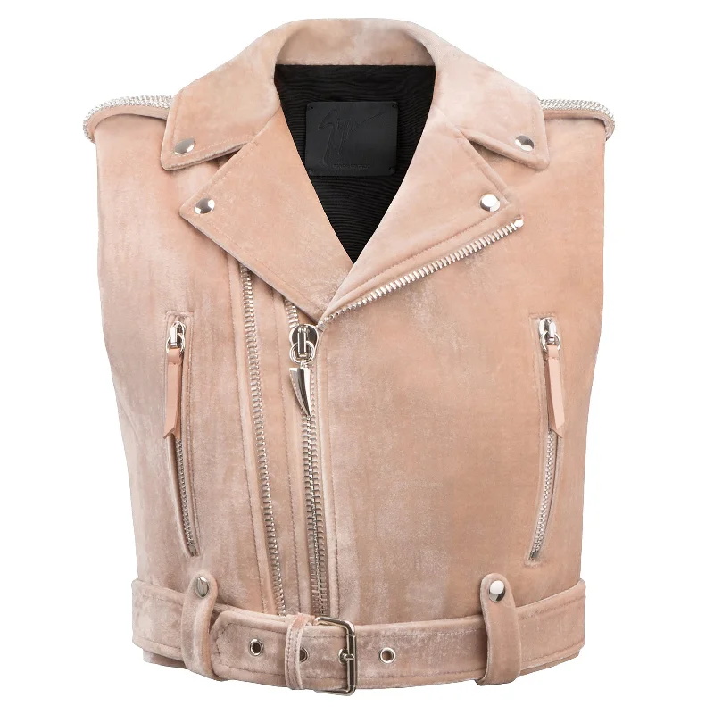 Giuseppe Zanotti Amelia Crystal Denim Jacket Leather Jacket Suede Jacket