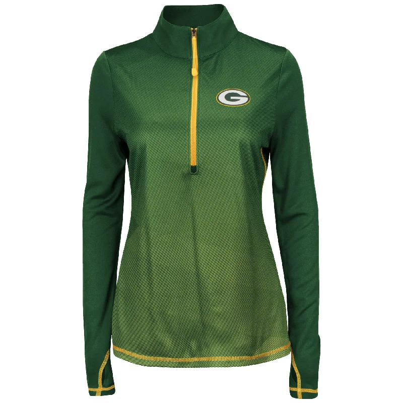 Green Bay Packers Play Action Women's Dark Green 1/2 Zip Pullover Luxe Faux Fur Coat