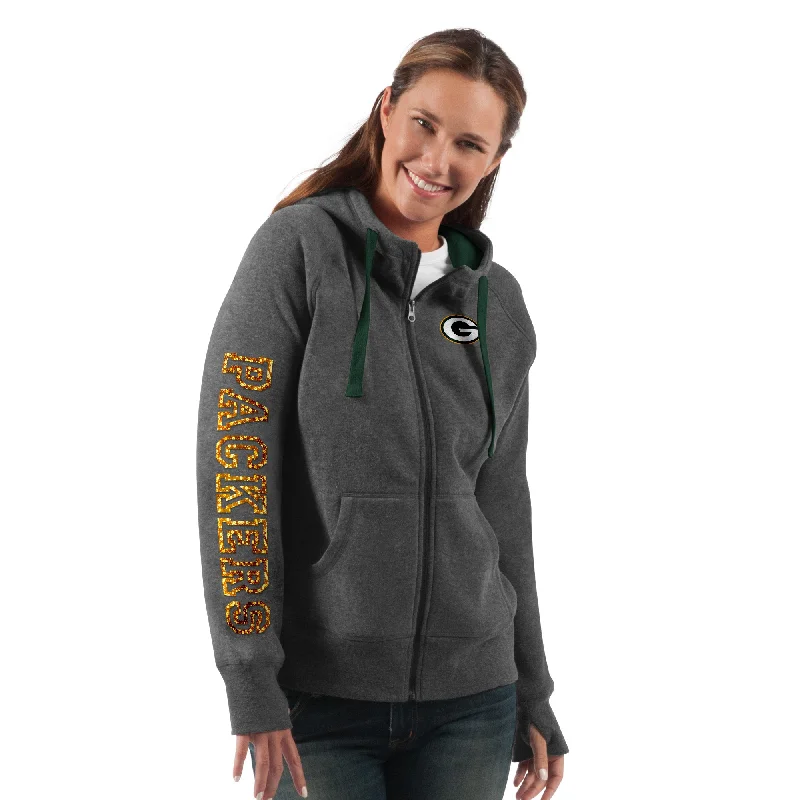 Green Bay Packers Women's Playoff Full Zip Jacket Boho Fringe Cardigan