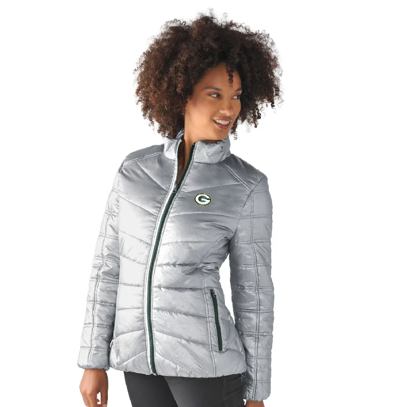 Green Bay Packers Rise & Sunshine Women's Puffy Jacket A-Line Swing Coat