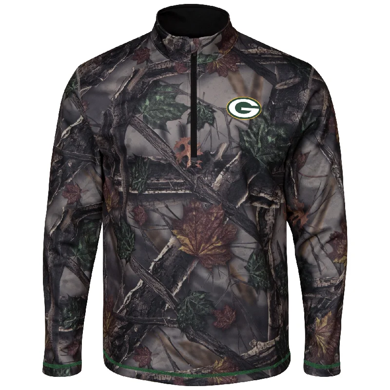 Green Bay Packers Woods Men's Camouflage 1/2 Zip Sweatshirt Ruched Sleeve Blazer