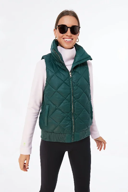 Green Jackson Quilted Vest Luxury Cashmere Wrap