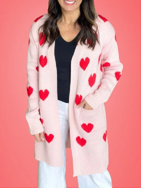 Cute Heart Open Front Long Sleeve Cardigan Stole Shawl Scarf