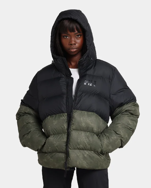 Helly Hansen Active Puffer Jacket 431 Utility Green Notch Collar Peter Pan Collar Cowl Neck