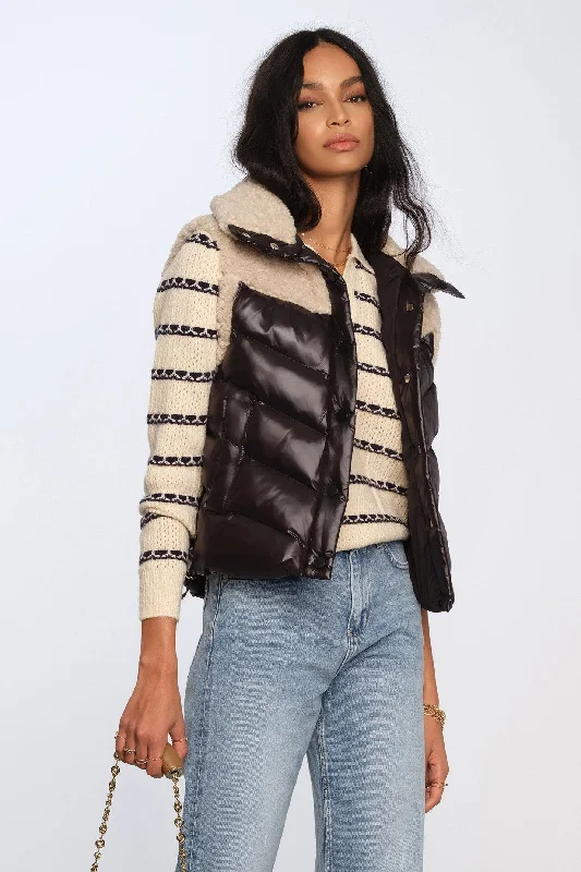 shearling + nylone puff vest Cotton Linen Terry