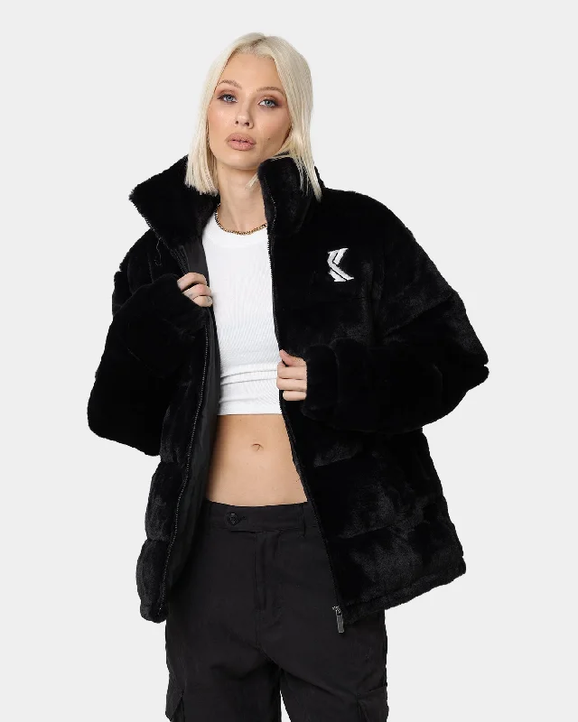 Karl Kani OG Faux Fur Puffer Jacket Black Jersey Jacket Tulle Jacket Batik Jacket