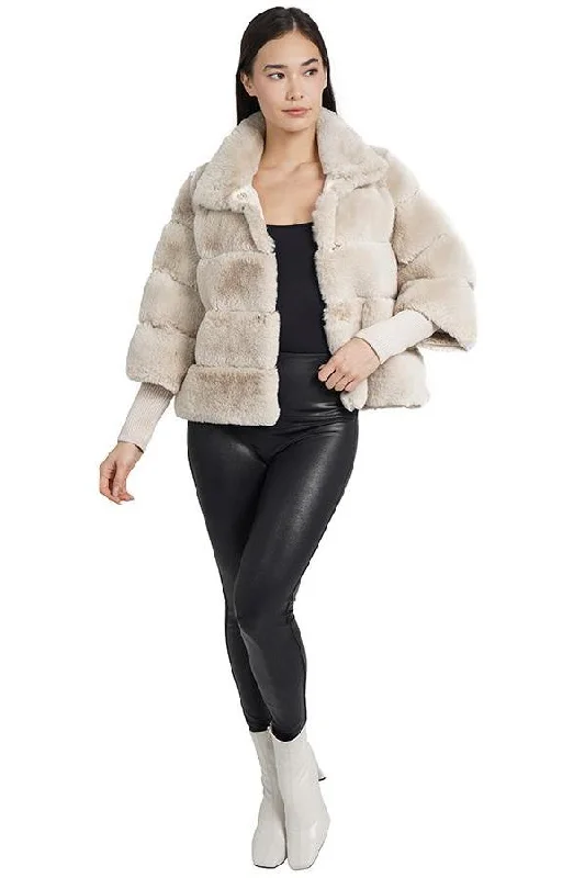 faux fur seamed jacket Stand-Up Roll-Neck Turtle