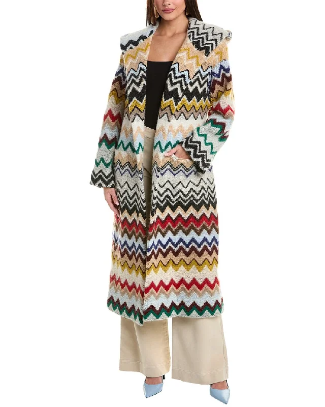 M Missoni Long Mixed Wool & Alpaca-Blend Coat Lace Jacket Ribbed Jacket Sequined Jacket