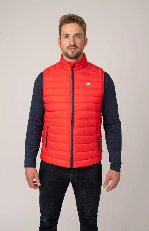 Alpine Mens Down Gilet - Red Hooded Jacket Caped Jacket Shawl Collar Jacket