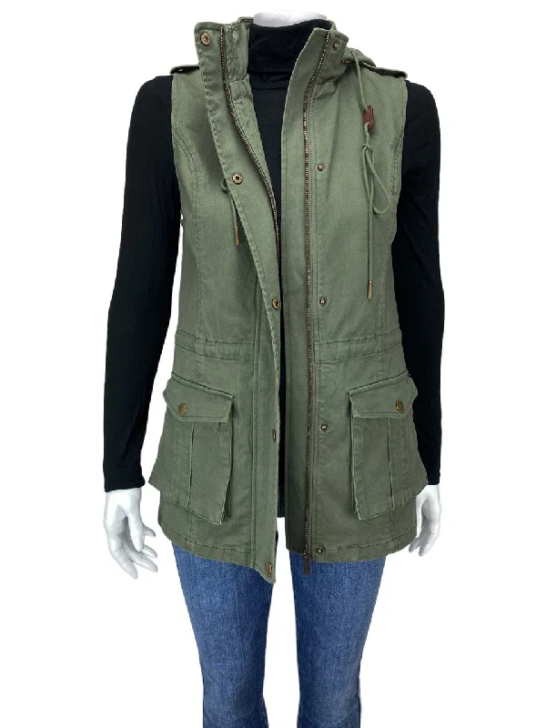 Market & Spruce, Women's Safari Vest, Olive, Size XS Stylish Bomber Jacket