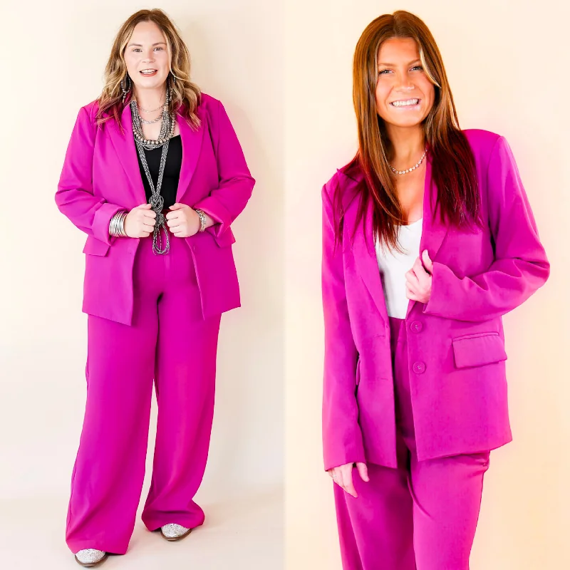 Modern Marvel Button Up Blazer in Magenta Pink Jacket Blazer Coat