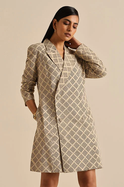 Okhai 'Compassionate' Pure Cotton Hand Block Printed Blazer Dress Functional Travel Jacket