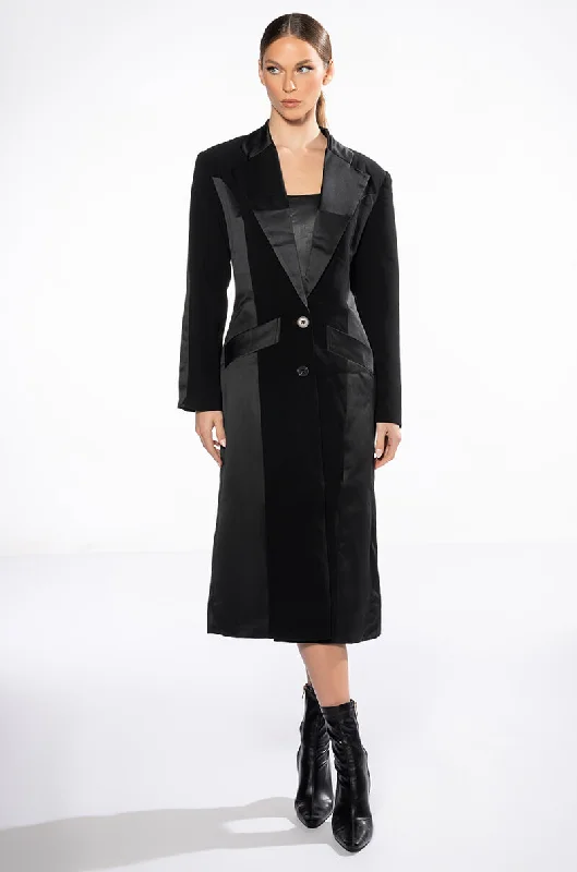 ON THE TOWN SATIN LAPEL TRENCH Jersey Jacket Tulle Jacket Batik Jacket