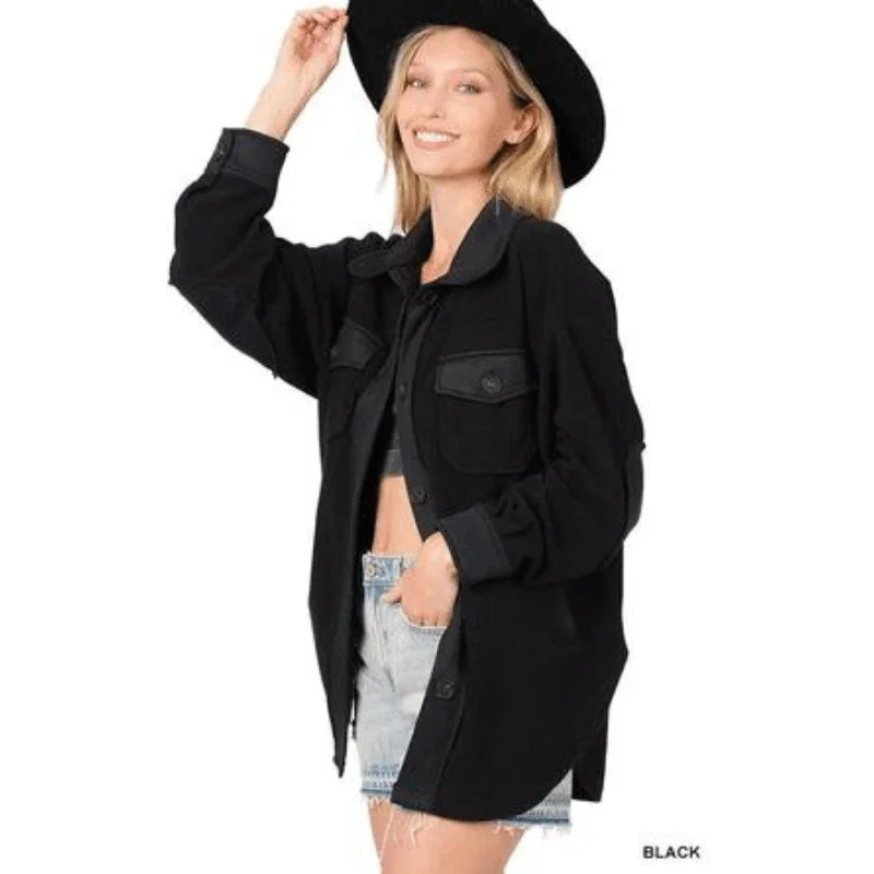 Oversized basic fleece shacket Bodycon Sheath Shift