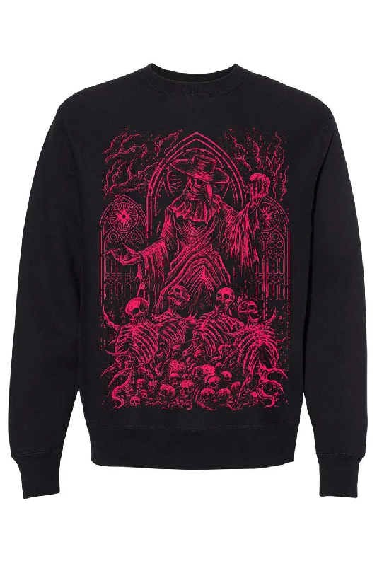 Plague Doctor Cathedral Sweatshirt [WINE] Puff Sleeve Overcoat