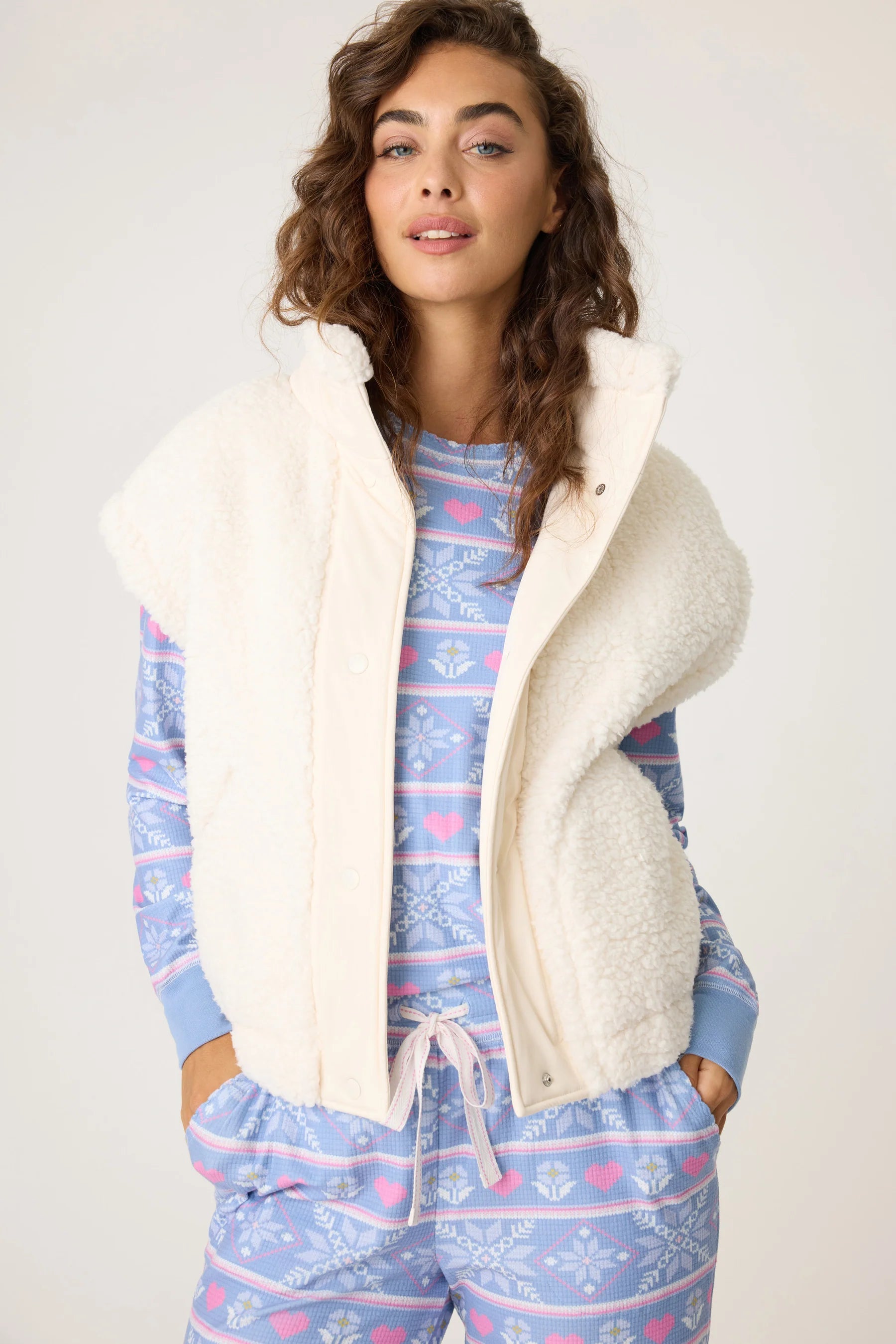 sherpa cozy puff vest Trench Wool Cashmere