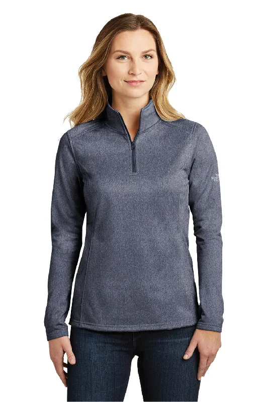 The North Face Womens Tech Pill Resistant Fleece 1/4 Zip Jacket - Heather Urban Navy Blue - Closeout Waterproof Hiking Jacket