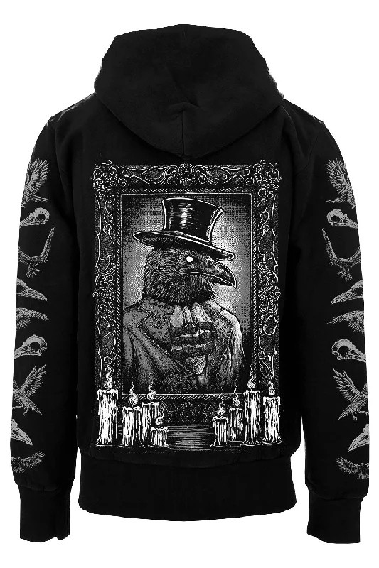 Victorian Goth Gentleman Crow Hoodie w/ Raven Sleeves Bold Color Block Coat