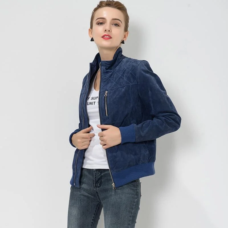 Warm Winter Plus Size Denim Pigskin Leather Biker Coat Jacket for Women Print Jacket Jacquard Jacket Embroidered Jacket