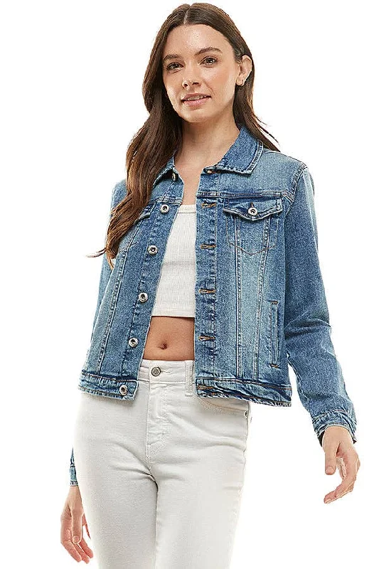 Women's Casual Denim Jacket Sleek Leather Jacket