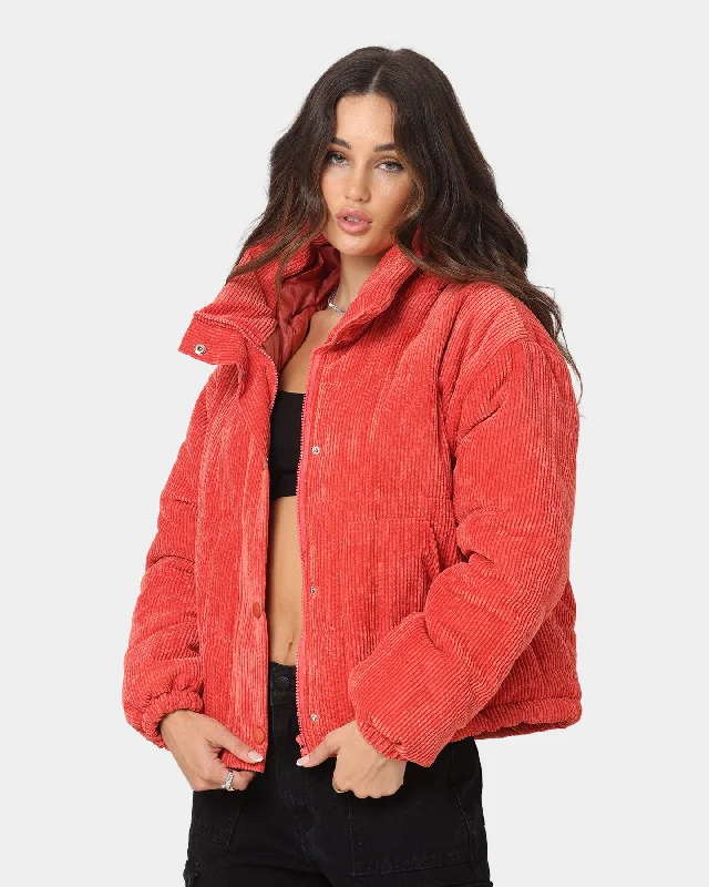 XXIII Women's Schyler Corduroy Puffer Jacket Red Chenille Jacket Brocade Jacket Lace Jacket