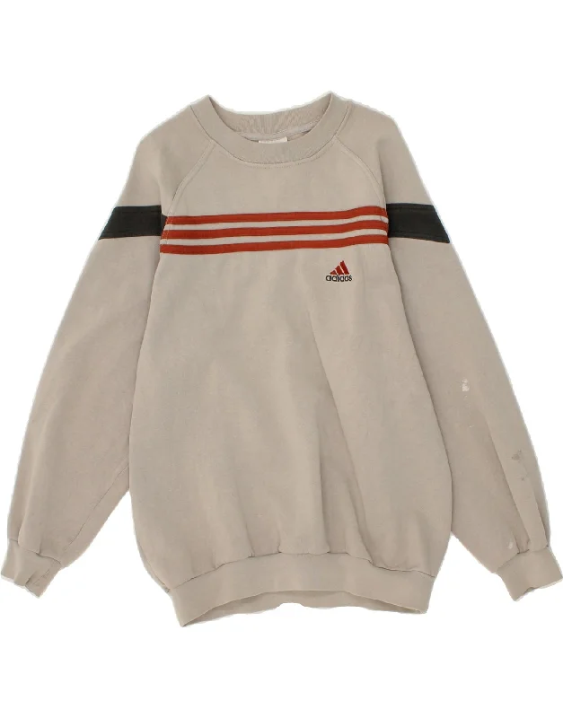 ADIDAS Mens Sweatshirt Jumper Medium Grey Colourblock Hoodie Sweatshirt Pullover