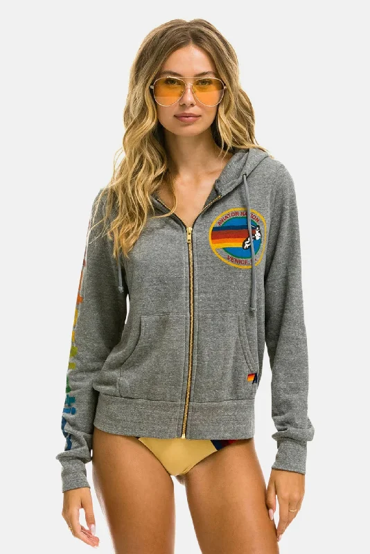 Women's Signature Zip Hoodie Heather Grey Hoodie with Side Slits Relaxed Casual