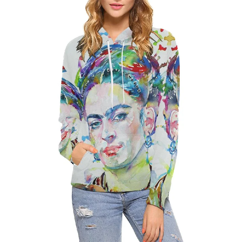 Frida Kahlo Art Hoodie Hoodie with Back Slit Movement Comfort