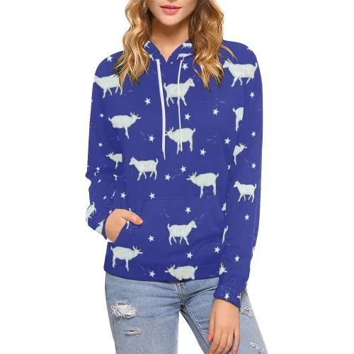 Goat Sheep Pattern Print Women Pullover Hoodie Hoodie with Drop Shoulder Relaxed Streetwear