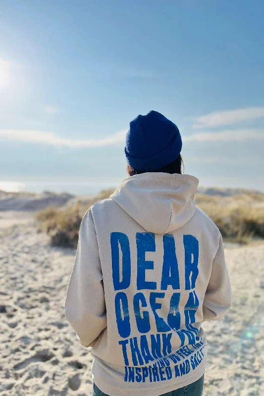 Hoodie "Dear Ocean" Hoodie with Double Zipper Versatile Adjustable