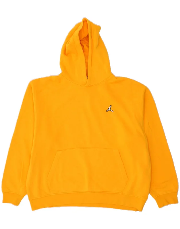 JORDAN Mens Hoodie Jumper XL Yellow Cotton Hoodie with Tied Waist Feminine Flattering