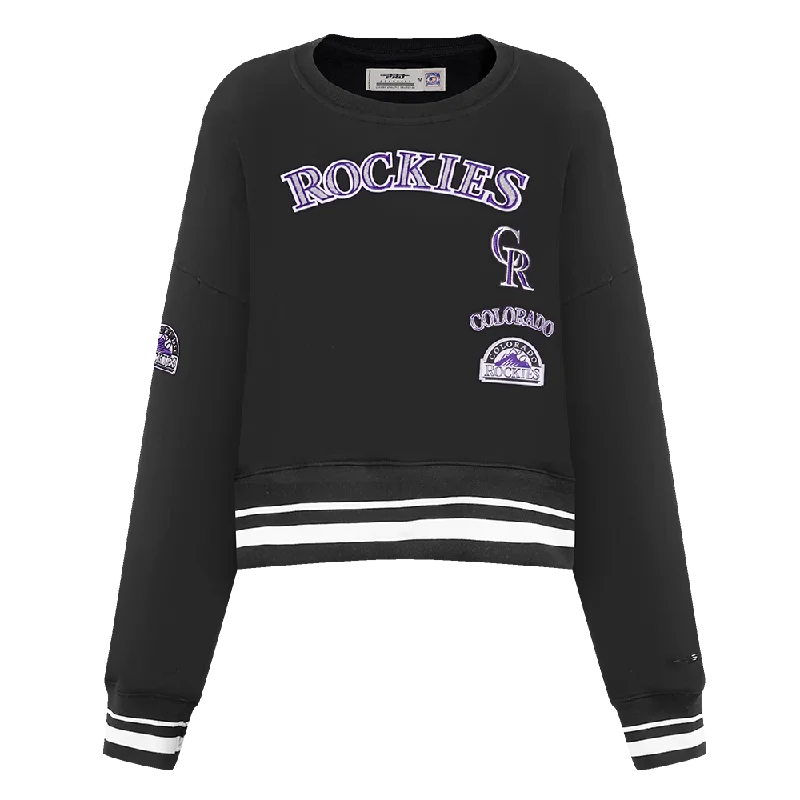 MLB COLORADO ROCKIES RETRO CLASSIC WOMEN'S RIB CREWNECK (BLACK) Graphic Hoodie Design Print