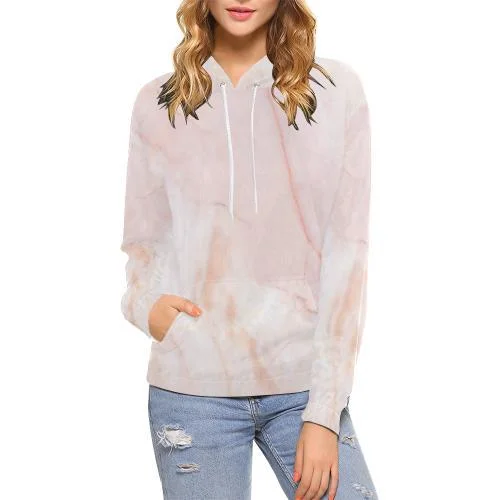 Pink Marble Pattern Print Women Pullover Hoodie Hoodie with Pocket Utility Practical