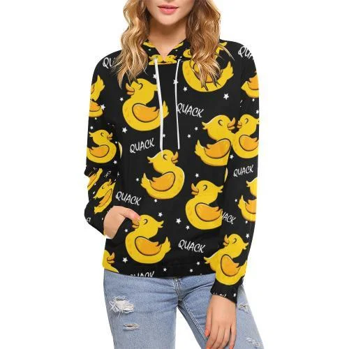 Rubber Duck Print Pattern Women Pullover Hoodie Hoodie with Illustration Artistic Creative