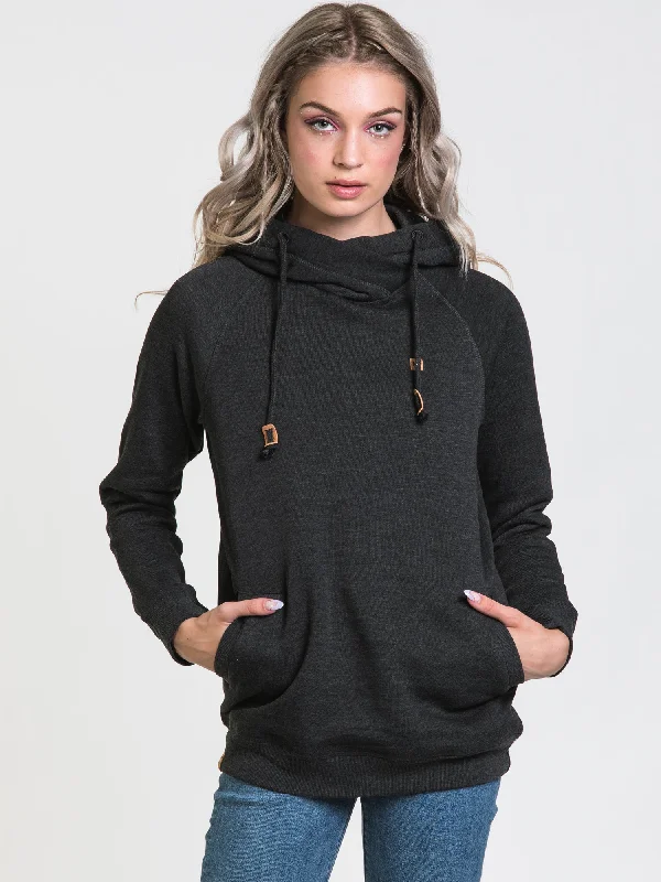 TENTREE BURNEY CORK SLEEVE EMBROIDERED PULLOVER HOODIE - CLEARANCE Hoodie with Zipper Placket Modern Functional