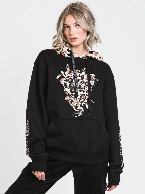 CROOKS & CASTLES CHEETAH EMBROIDERED PULLOVER HOODIE - CLEARANCE Hoodie with Rhinestones Sparkly Elegant