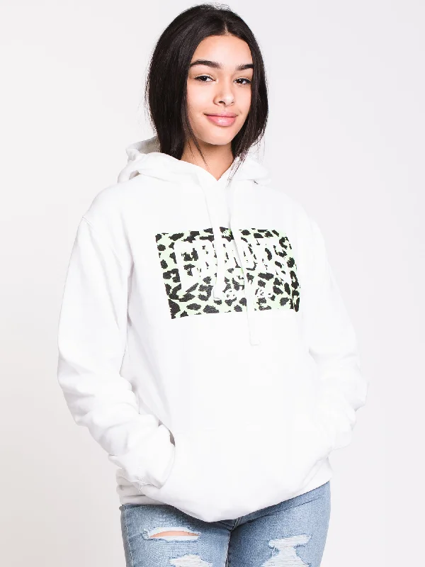 WOMENS CHEETAH VIBES BOX PULLOVER HOODIE - CLEARANCE Hoodie with Turtle Neck Cozy Winter