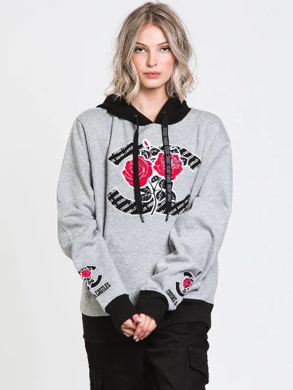 CROOKS & CASTLES ROSES CUT & SEW PULLOVER HOODIE - CLEARANCE Hoodie with Stripes Bold Sporty