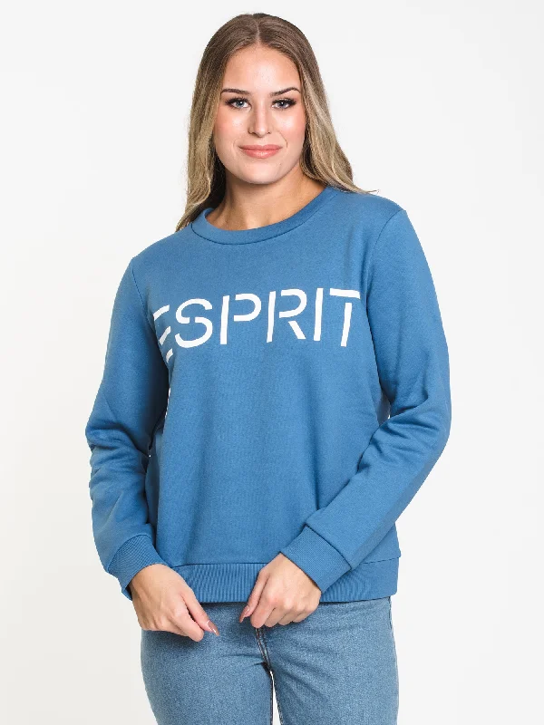 WOMENS VINTAGE CREW - BRIGHT BLUE - CLEARANCE Hoodie with Hem Applique Textured Unique