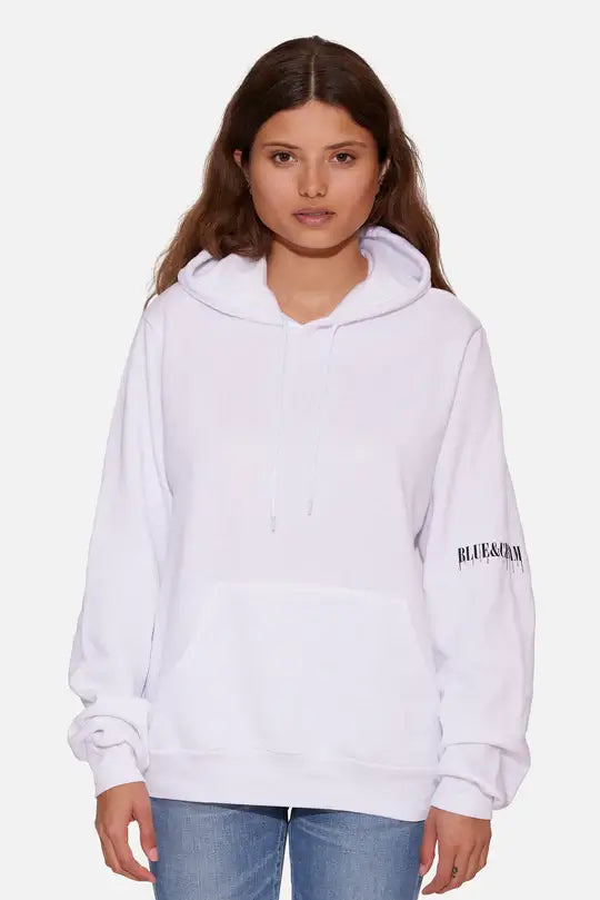 Women's West Village Hoodie White Hoodie with Puffed Sleeves Voluminous Trendy