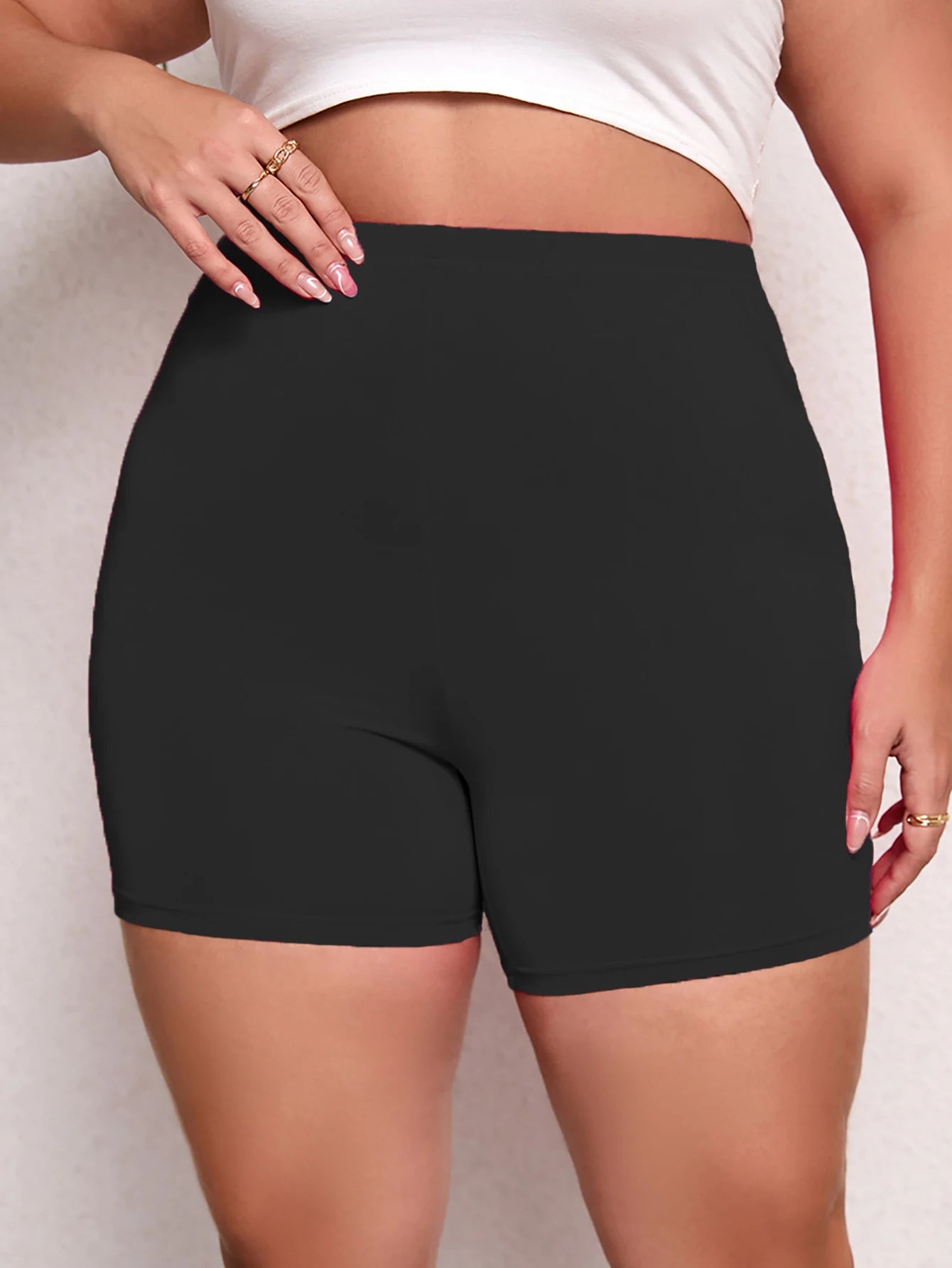 Fashionable Plus Size Women Solid Color Tight Fitting Shorts Or Pants For Underwear Lace-Trimmed Shorts