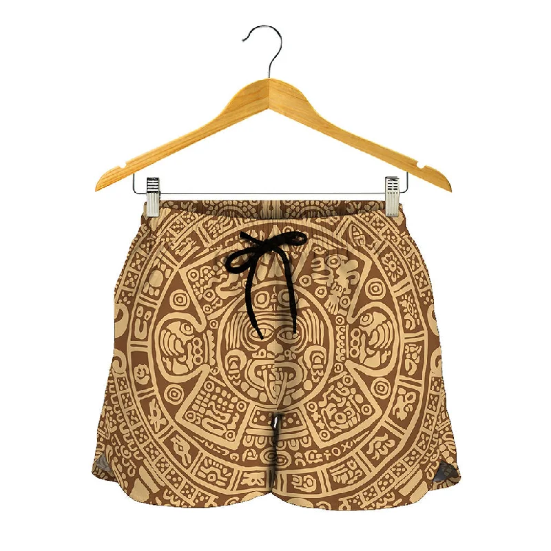 Mayan Calendar Print Women's Shorts Casual Wide-Leg Shorts