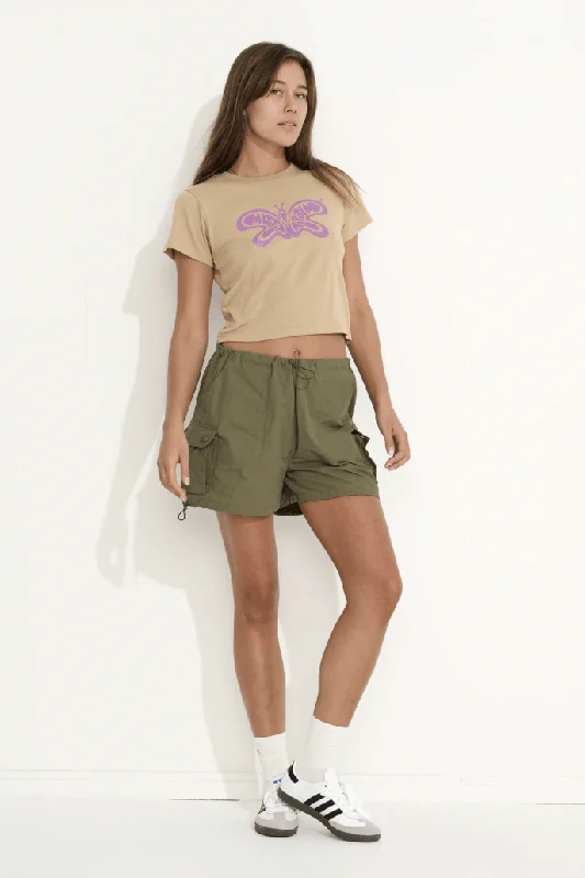 MISFIT MAMMOTH CARGO SHORT - KHAKI High-Waist Satin Shorts