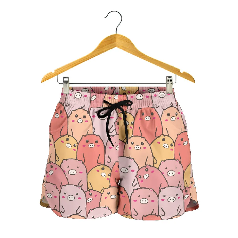 Pig Pattern Print Design 04 Women Shorts Sleek Cycling Shorts