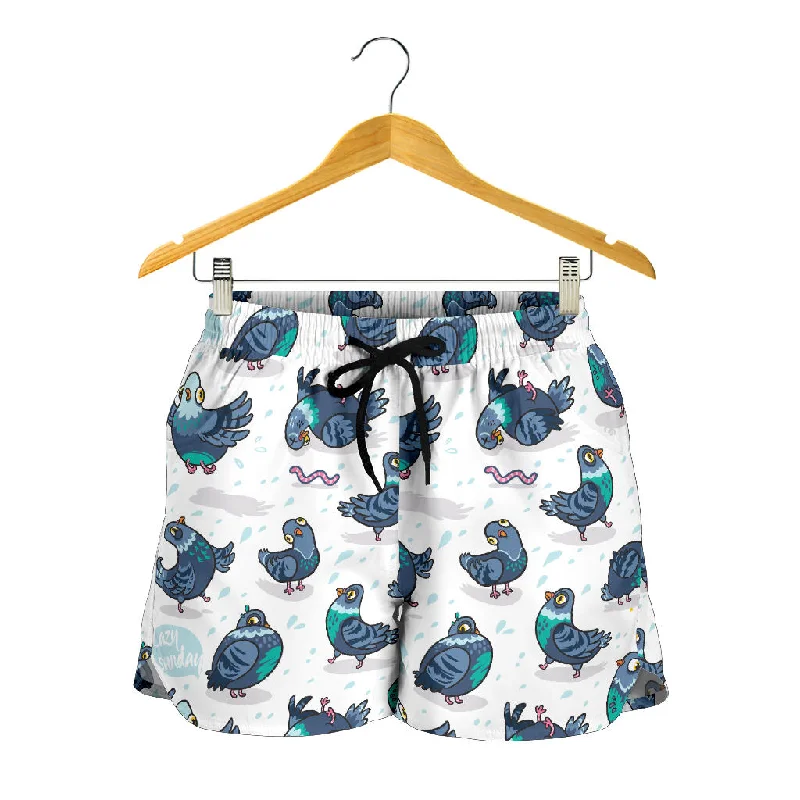 Pigeon Pattern Print Design 02 Women Shorts Soft Cotton Sleep Shorts