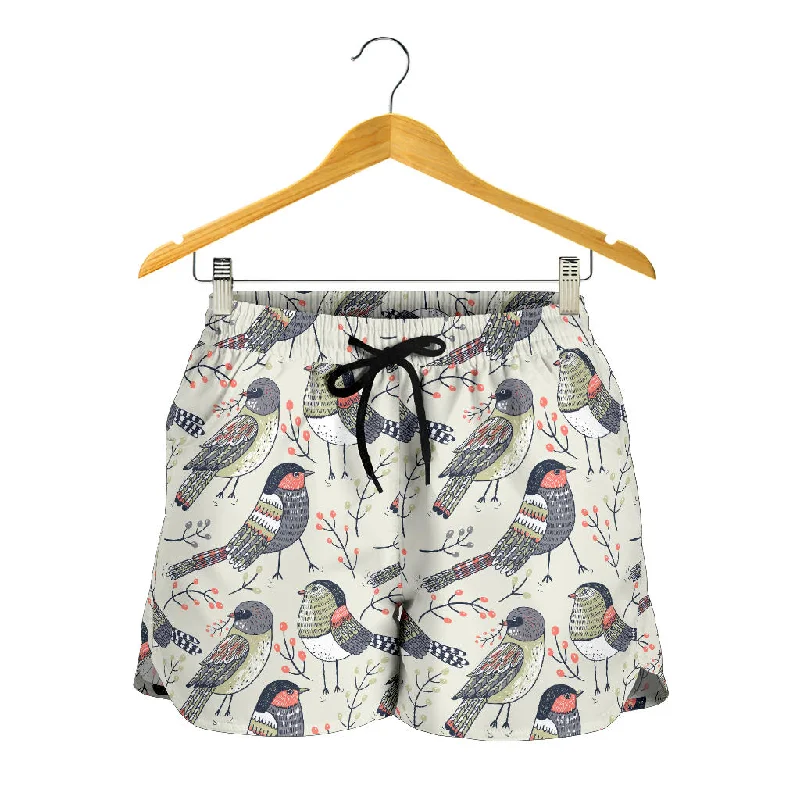 Pigeon Pattern Print Design 04 Women Shorts Cute Ruffle Shorts