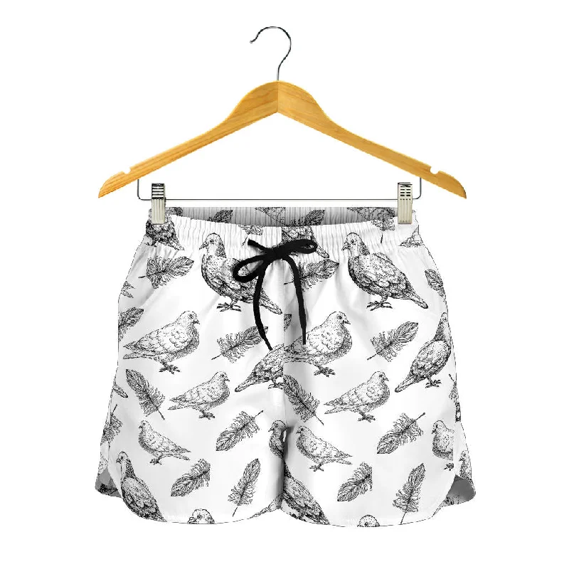 Pigeon Pattern Print Design 05 Women Shorts Flirty Wrap Shorts